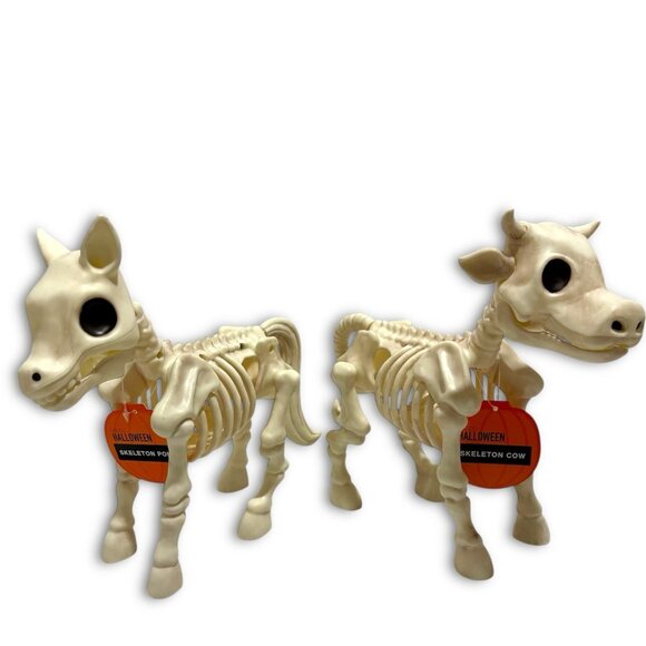 Skeleton Farm Halloween Decor Skeleton Cow & Skeleton Pony Statue. NEW! NWT! - Picture 2 of 8